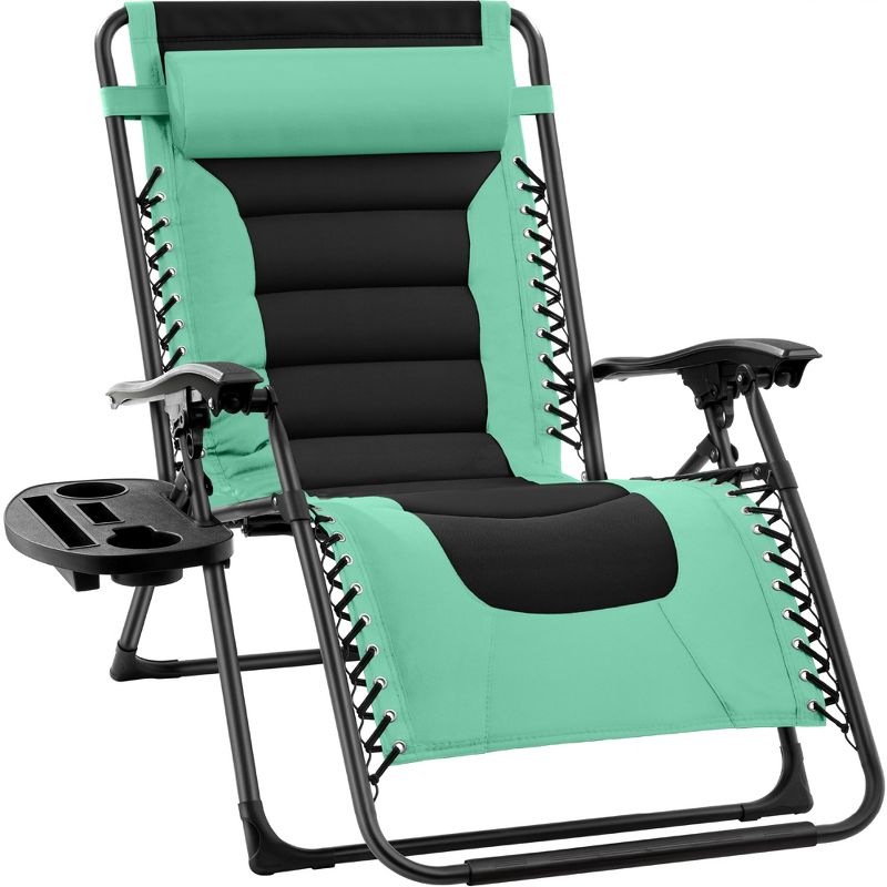 Best Choice Products Oversized Padded Zero Gravity Chair, Folding Outdoor Patio Recliner w/ Side Tray, 1 of 8