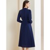 Allegra K Women's Long Sleeve Mock Neck A-Line Flowy Midi Pleated Shirt Dress - 3 of 4
