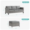 Sonkuki Outdoor 3-Seater Patio Sofa Set Furniture Set Brown/Gray Wicker Rattan with Cushions, Ottomans - 2 of 4