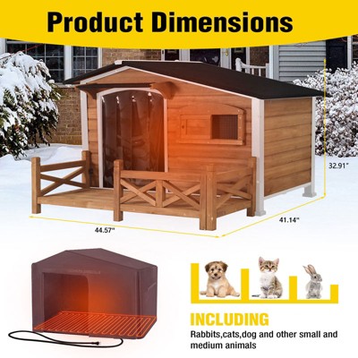 Aivituvin 44.6"L/60.4"L Outdoor Heated Dog House |Metal Frame-AIR7024-IN-HP