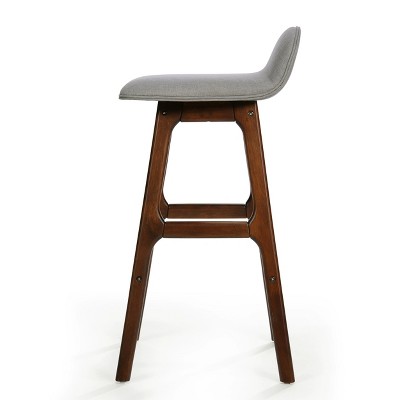 Mid-Century Modern Upholstered Dark Beige Barstools, Set of 2