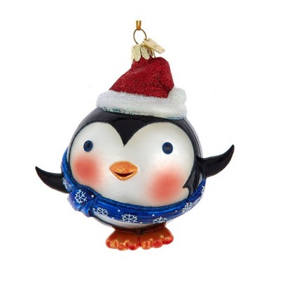 Kurt Adler Noble Gems Glass Ornament for Christmas Tree, Roly Poly Penguin