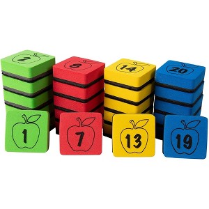 Juvale 24 Pack Numbered Magnetic Mini Dry Erase Erasers for Teachers, Classroom Whiteboard, School Supplies, 4 Colors, 2 In - 1 of 4