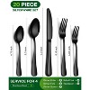 Aoibox 20-Piece Black Silverware Set for 4, Stainless Steel Flatware Cutlery Set with Knives, Forks, Spoons, Mirror Polished, Dishwasher Safe - 2 of 4