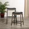 FONTOI 26" Upholstered Barstools with Black Leather Seat, Bar Stools without Backs for Living Room Kitchen, Gray&Black, 17"*26"*20" - 2 of 4