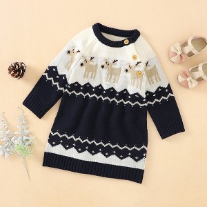 MyKids-Usa Baby Girl Embroidered Pattern Long Sleeve Autumn Style Christmas Dress - 1 of 4