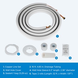 BLACK+DECKER 16.4 Ft. Refrigerant Line Set with Copper Flared Fittings, 1/4 & 1/2", BSAK2, Compatible with BSA1215MC Inverter Mini Split AC - 1 of 4