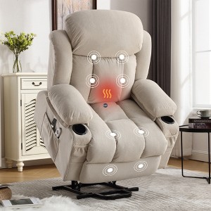 Power Lift Recliner Chair with Heat and Massage Electric Fabric Recliner Chair for Elderly with Side Pocket - 1 of 4