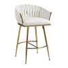 DSVIMOY Counter and Bar Stool Velvet Bar Stool with Hand Wave Back and Golden Base for Kitchen, Beige, 24.02"*20.87"*18.5" - 2 of 4