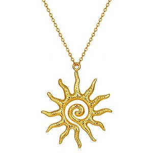 Clotth Sun Necklace for Women Vintage Bohemian Spiral Sun Pendant Necklace Unique Gold Statement Sun Necklace Boho Style Jewelry - 1 of 4