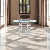 HomeRoots 48" Clear And Silver Glass And Stainless Steel Pedestal Base Round Top Dining Table - 2 of 4