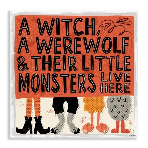 Stupell Industries Witch Werewolf Little Monsters Live Here Halloween Family Wall Plaque Art - 1 of 4