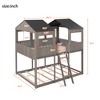 Full Over Full Wooden House Bunk Bed with Roof, Window and Ladder, Sturdy Kids' Bed Frame for Bedroom, White/Antique Gray - ModernLuxe - 3 of 4