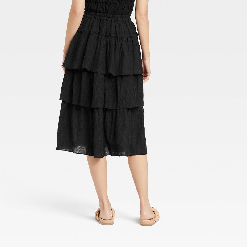 Women&#39;s Tiered Midi Skirt - Universal Thread&#8482; Black M, 2 of 4