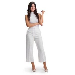 Lafidi Women’s High-Rise Cropped Pants – Straight Leg Business Casual Trousers with Slash Pockets and Elastic Back Waist - 1 of 4