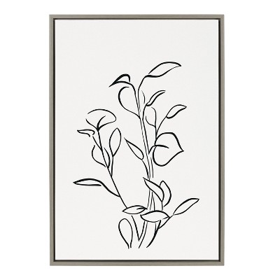 Kate and Laurel Sylvie Botanical Sketch Print No 2 Framed Canvas by The Creative Bunch Studio, 23x33, Gray