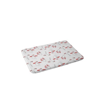 36"x24" Morgan Kendall Red Mushrooms Memory Foam Bath Mat Red - Deny Designs