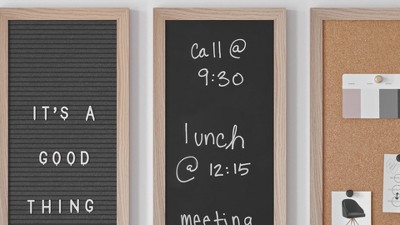 Light Natural Woodgrain Cork, Chalk, and Letter Board Set