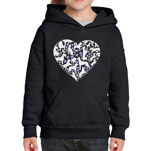 LA Pop Art Dog Heart - Girl's Word Art Hooded Sweatshirt - 1 of 4