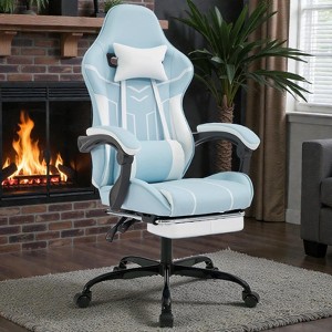Mshliw Ergonomic Gaming Chair with Footrest, Massage Lumbar Support, Adjustable Recline 90–135°, High-Back PU Leather Computer Chair, Office Chair - 1 of 4