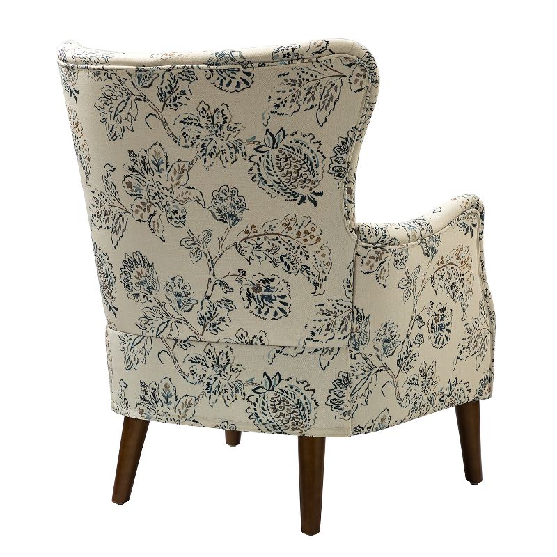 Nikolaus Comfy Living Room Armchair with Floral Fabric Pattern and Wingback | ARTFUL LIVING DESIGN, 4 of 11