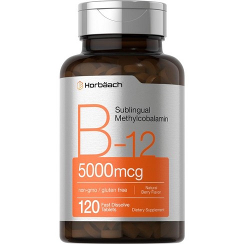 Horbaach Vitamin B12 Methylcobalamin 5000mcg | 120 Sublingual Tablets - image 1 of 3