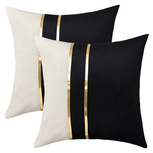 REGALWOVEN Velvet Soft Decorative Square Patchwork Throw Pillow Covers  2 Pcs - 1 of 4