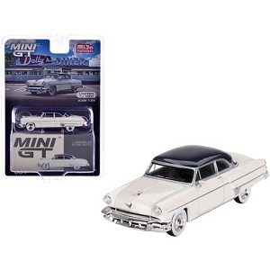 1954 Lincoln Capri Arctic White with Atlantic Blue Top Limited Edition to 3000 pieces 1/64 Die Cast Model Car by Mini GT - 1 of 4