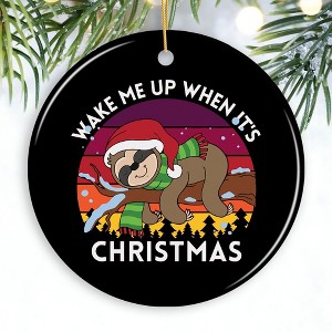 Wake Me Up When It's Christmas Sloth Ornament| OrnamentallyYou - 1 of 4