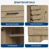 Wooden Storage Cabinet, Side Organizer with 4 Drawers and Double Doors, Freestanding Wardrobe with 1 Hanging Rod, Bathroom Floor Storage Cabinet - 3 of 4