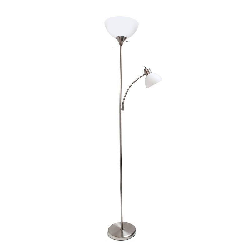 71.5" Traditional 2 Light Mother Daughter Metal Floor Lamp with Torchiere and Reading Light - Creekwood Home, 1 of 8