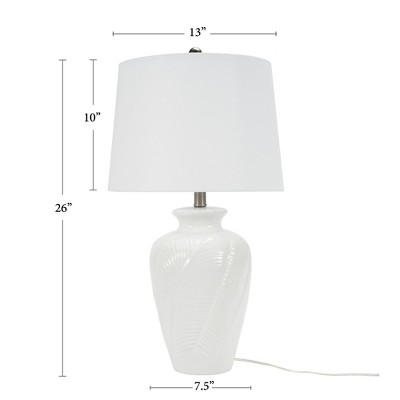 White Textured Ceramic Urn Table Lamp with 3-Way Switch