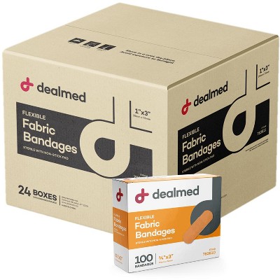 Dealmed 1" x 3" Fabric Adhesive Bandages with Non-Stick Pad, Latex Free Wound Care