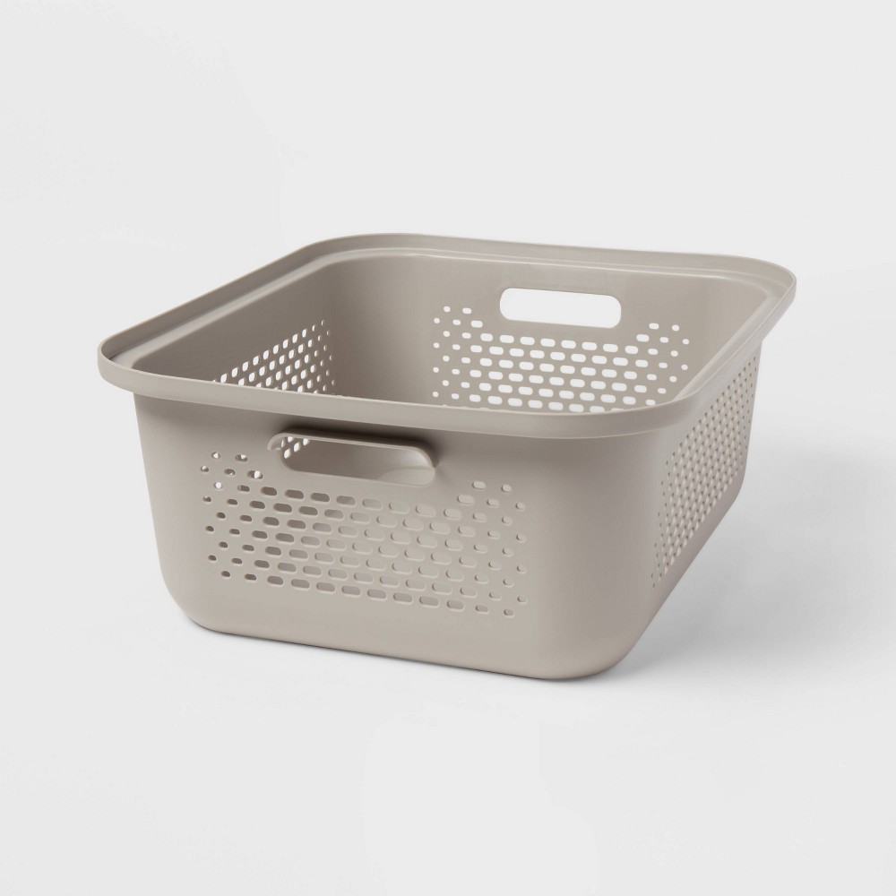 (pack 6 )Small Decorative Plastic Bin with Cutout Handles Gray - Brightroom