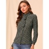 Allegra K Women's Floral Button Up Ruffle Stand Collar Long Sleeve Shirt - 2 of 4