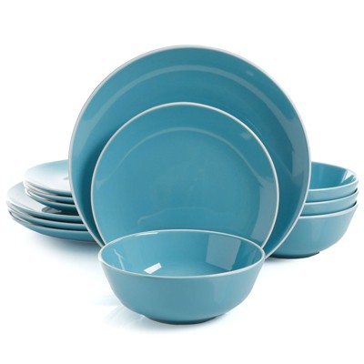 Gibson Home Pandora 12 Piece Ceramic Dinnerware Set in Blue