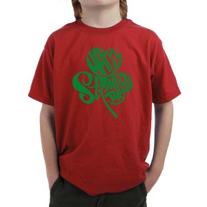 LA Pop Art Boy's Word Art T-shirt - St. Patrick's Day Shamrock - 1 of 4