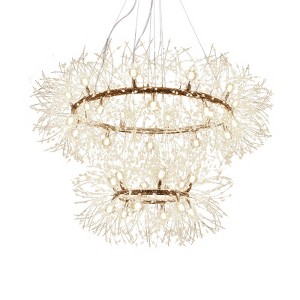 LLHZSY 2-Tiers Firework Sputnik Wagon Wheel Crystal Chandelier - Gold - 47'' W - 1 of 4