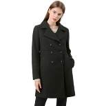 Allegra K Women's Notched Lapel Double Breasted Long Trench Coat