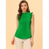 INSPIRE CHIC Women's Ruffled Curved Hem Business Office Vintage Sleeveless Blouse - 3 of 4