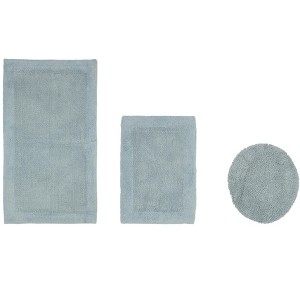 Edge Bath Rug 100% Premium Cotton Ultra-Soft Water Absorbent Tufted Solid Reversible 3 Piece Bathroom Rug Set for Machine Washable Bathmat - 1 of 4