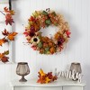 Nearly Natural 30-in Harvest Autumn Sunflower, Maple Leaves and Berries Artificial Fall Wreath with Decorative Bows - 3 of 3