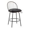 26" Faux Leather Farmhouse Fixed-Height Counter Stool with Removable Seat and Swivel for Kitchen or Island (Set of 2) - 4 of 4