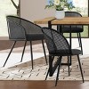 7-Piece Dining Table Set with 2 Rattan Armchairs & 4 Armless Boucle Chairs, Mid-Century Modern Rectangular Wood Table for 6-Maison Boucle - 2 of 4