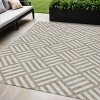 Taupe And Ivory Geometric Washable Indoor Outdoor Area Rug - 2 of 4