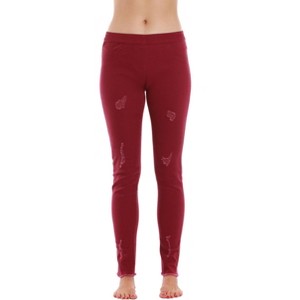 Just Love Denim Wash Ripped Jeggings for Women (Wine, Medium) - 1 of 3