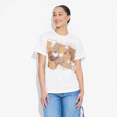 Women's Two Shaded Beauty Short Sleeve Graphic T-Shirt - Off-White