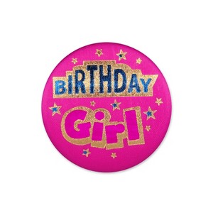 Beistle Birthday Girl Satin Button, 2", (4/Pkg) Multicolored - 1 of 1