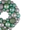 Northlight 3-Finish Shatterproof Ball Christmas Wreath - 13" - Silver and Seafoam Green - Unlit - 3 of 3