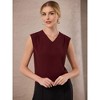 INSPIRE CHICH Women's V Neck Sleeveless Keyhole Pleated Shoulder Blouse - 2 of 4